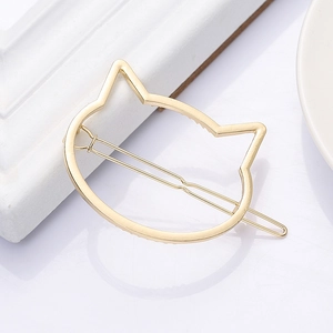 Minimalistische gouden metalen haarklem in kattenvorm voor een elegante haarstyling