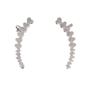 Polished silver heart-shaped ear climbers with gradient design for a modern trendy look