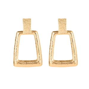 Orecchini a trapezio geometrici dorati con texture in metallo martellato per donne