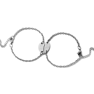 Ensemble Bracelet Épissage Coeur Best Friend Acier Inoxydable Lettre Gravée Bijoux de Main Assortis Pour Femmes Cadeau Amitié