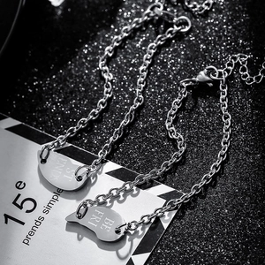 Bracelets d'amitié cœur en acier inoxydable argenté avec breloques Best Friends