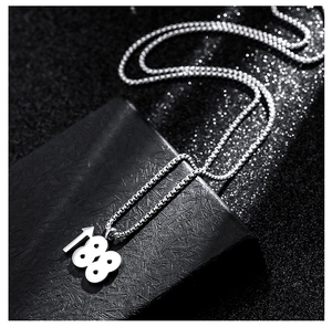 Détail du pendentif argent 188 avec flèche sur une chaîne en acier titane poli
