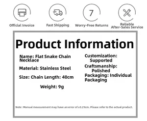 Detailed specifications of polished stainless steel flat snake chain necklace