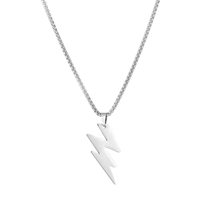 Minimalistische silberne Blitz-Halskette mit Box-Kette aus Edelstahl für Sie und Ihn