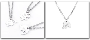 Vue détaillée des pendentifs en forme de cœur pour grande sœur petite sœur et maman