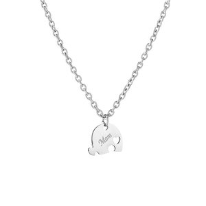 Collier puzzle en acier inoxydable argenté pour maman avec pendentif cœur ajouré