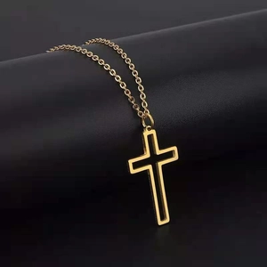 Hip-Hop Goldene hohle Kreuz Anhänger Halskette mit feiner O-Kette für Damen und Herren