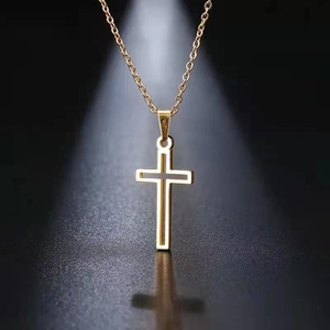 Minimalistische goldene Kreuzkette mit hohlem Anhänger und O-Kette für Damen und Herren