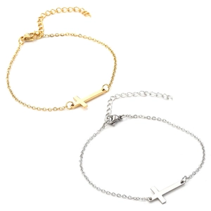 Minimalistische Kreuzarmbänder aus Edelstahl in Gold und Silber mit verstellbarer Kette