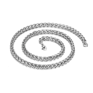 Collier maille épi en acier titane argenté avec fermoir mousqueton pour hommes tendance