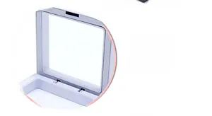 Detail of high transparency PE elastic film and white frame for jewelry display