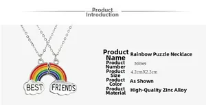 Détails du pendentif arc-en-ciel Best Friends avec les dimensions et spécifications