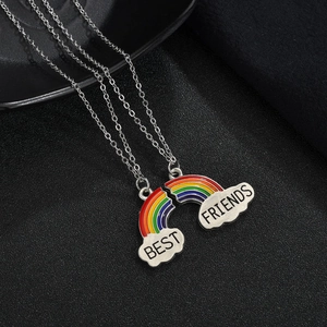 Ensemble de colliers Best Friends arc-en-ciel avec nuages pour couples et amis