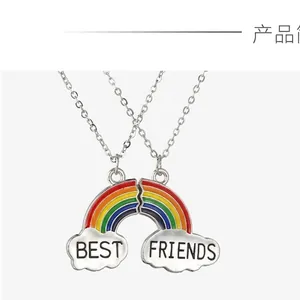Parure de colliers Best Friends arc-en-ciel avec pendentifs nuages colorés pour amies
