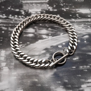 Hip Hop Stainless Steel Cuban Link Bracelet For Men Women Chunky Street Style Jewelry With Toggle Clasp Silver Color
