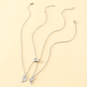 Colliers magnétiques papillon et cœur en argent pour couples ou meilleurs amis