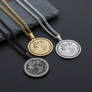Titanium steel Artemis goddess pendant necklace in gold, silver, and black colors