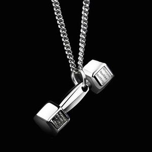 Stainless Steel Dumbbell Pendant Necklace For Men Women Fitness Barbell Personalized Engraved Inspirational Jewelry Gift