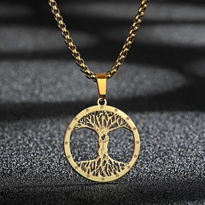 316L Edelstahl Lebensbaum Anhänger Halskette Umarmendes Paar Hohl Rund Stern Schmuck Für Damen Herren Gold Silber Boxkette