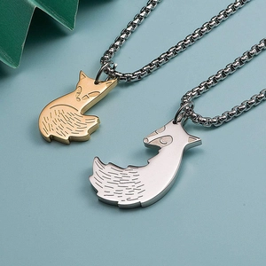 Pendentifs renard assortis en or et argent avec chaînes mailles vénitiennes en acier inox
