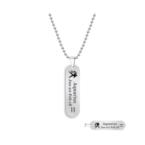 Zodiac Aquarius Anhänger Halskette aus gebürstetem Edelstahl mit Kugelkette