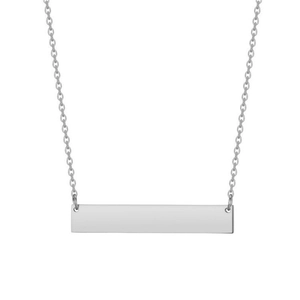 Minimalist silver rectangular bar necklace with a polished cable chain for women