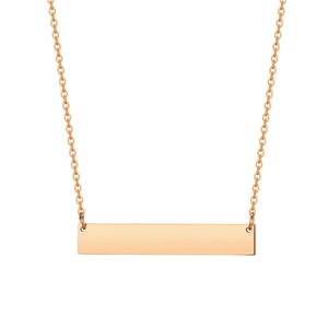 Minimalist rose gold stainless steel bar necklace with smooth mirror finish pendant