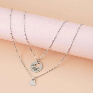 Collar de doble capa de acero inoxidable con colgante de corazón para el día de la madre