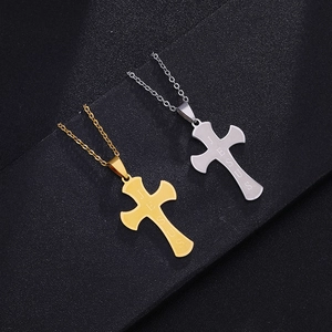 Collier Pendentif Croix de Jésus en Acier Inoxydable pour Homme Femme Religieux Or Argent Gravé Collier Pendentif Bijoux