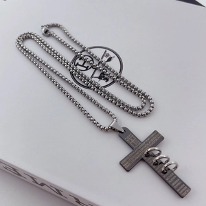 Vintage Stainless Steel Cross Pendant Necklace Men Spanish Lord's Prayer Scripture Box Chain Hip Hop Religious Jewelry