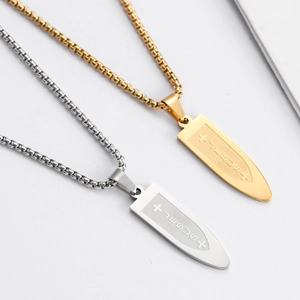 Gold and silver stainless steel Jesus cross shield pendant necklaces with box chain for men