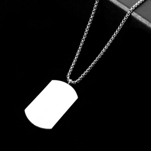 Minimalist stainless steel military tag necklace for men with a sleek industrial design