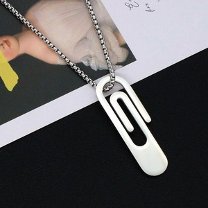 Minimalist Stainless Steel Paperclip Pendant Necklace For Men Women Geometric Box Chain Link Fashion Jewelry Gift