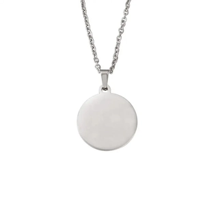 Collier à pendentif rond géométrique minimaliste en acier inoxydable poli miroir