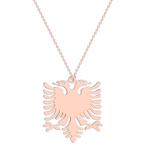 Collana con ciondolo aquila albanese in oro rosa con catena a maglie sottili