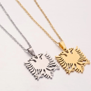 Collana con Pendente ad Aquila Bicefala in Acciaio Inossidabile Simbolo Nazionale Albania Punk Gioielli per Uomo Donna