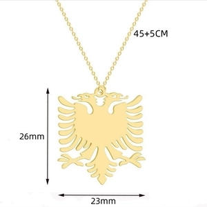 Collana con ciondolo aquila albanese d'oro in acciaio inox con catena 45+5cm