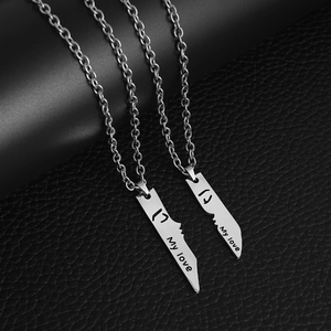 Personalized Stainless Steel Couple Necklaces My Love Engraved Puzzle Piece Face Silhouette Splice Pendant Minimalist Jewelry