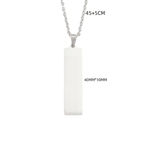 Collier minimaliste en acier inoxydable poli argenté avec pendentif rectangulaire