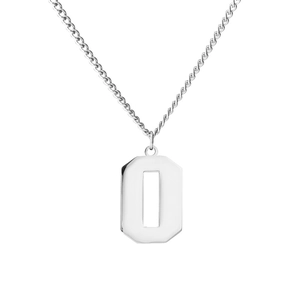 Collier en acier inoxydable poli avec pendentif lettre O arabe minimaliste argenté