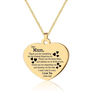 Collana con Pendente a Cuore Inciso in Acciaio Inossidabile Portachiavi Regalo per Mamma Festa della Mamma Oro Acciaio Gioielli