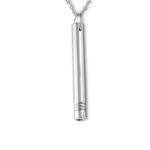 Polished silver stainless steel mindfulness breathing necklace for meditation and stress relief