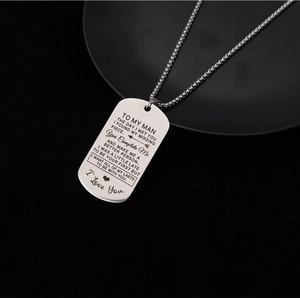 Poliertes Herren-Hundemarken-Halsband aus Silber mit To My Man Laser-Gravur-Geschenk