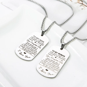 Edelstahl Dog Tag Halskette Graviert To My Man Woman Brief Herz Anhänger Paar Schmuck Jahrestag Geschenk
