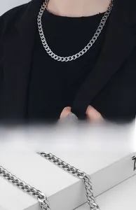 Ensemble collier à maille cubaine et bague minimaliste en acier inoxydable poli