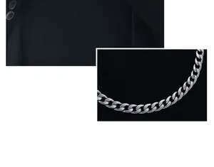 Détail d'une chaîne gourmette en acier inoxydable 304 argenté pour style hip-hop