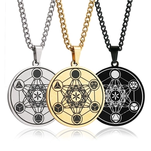 Stainless Steel Metatron Cube Flower Of Life Pendant Necklace Sacred Geometry Sacred Symbol Spiritual Jewelry For Men Women
