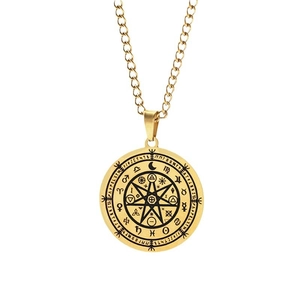 Detailed close-up of golden zodiac spinning medallion with mystical moon and star symbols
