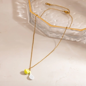Minimalistische halsketting met tennisracket hanger en gouden ketting voor dames