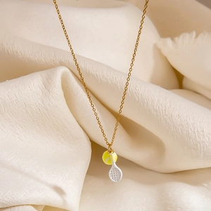 Elegante 18K gouden roestvrijstalen ketting met mini tennisracket en bal hanger